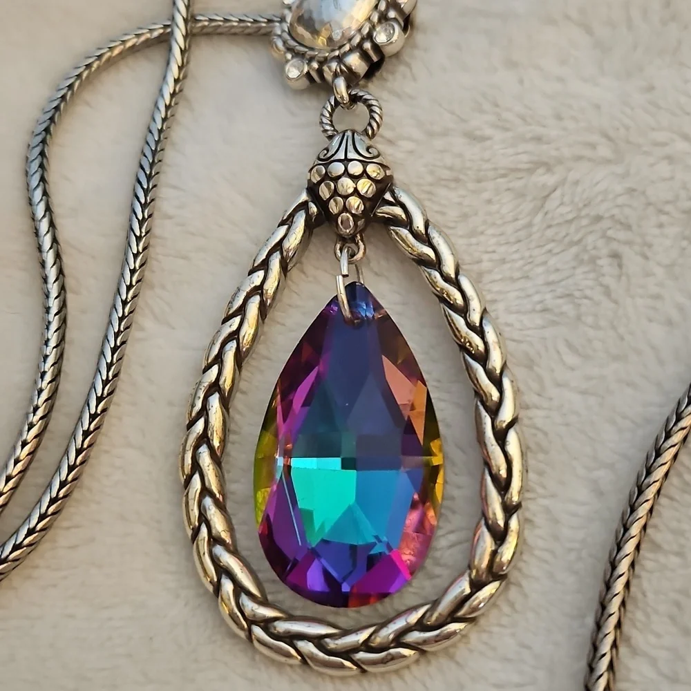 BRIGHTON Let Yourself Shine Teardrop Crystal Irridescent Prism Sweater Necklace